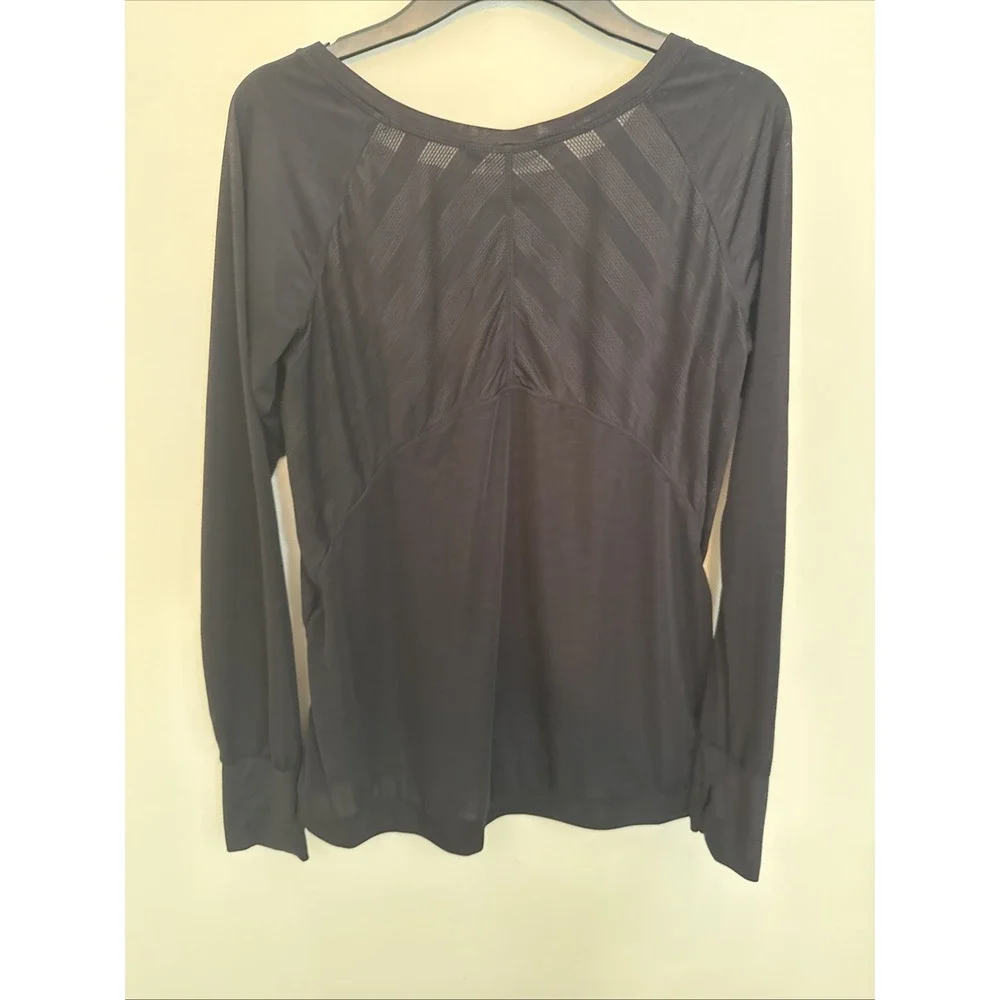 Athleta Kettle Bella‎ L/S Stretch Athletic Top Shirt Black 591388 Women's Medium